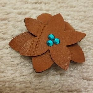 Brown and Turquoise rhinestone hair clip